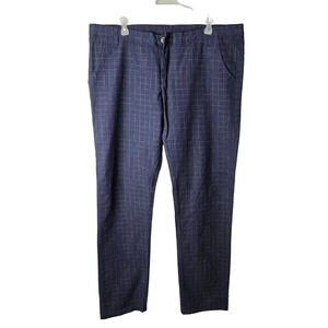 Quality Fashion Black Tapered Leg Windowpane Trousers Men's Chino Pants 38